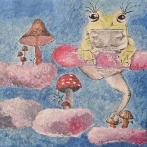 Frog in Mushrooms print